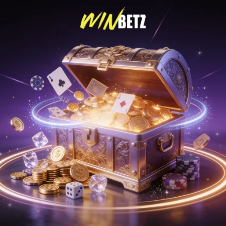 Coffre de bonus Winbeatz rempli de pièces et de jetons